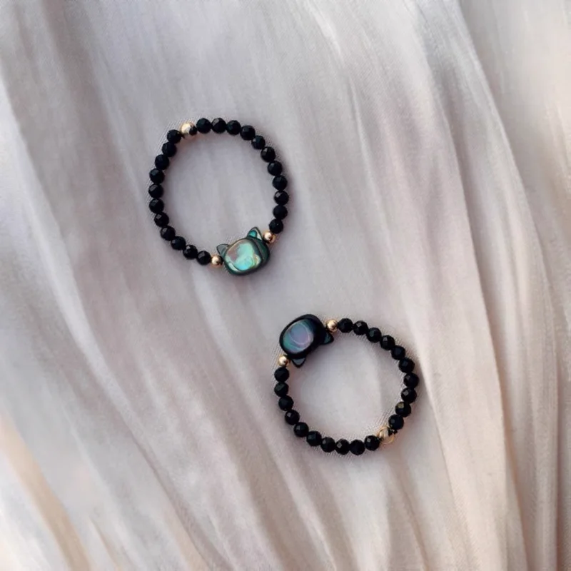 Black Cat Crystal Ring
