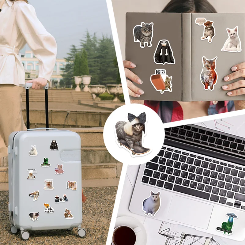 50 Waterproof Cartoon Cat Doodle Stickers