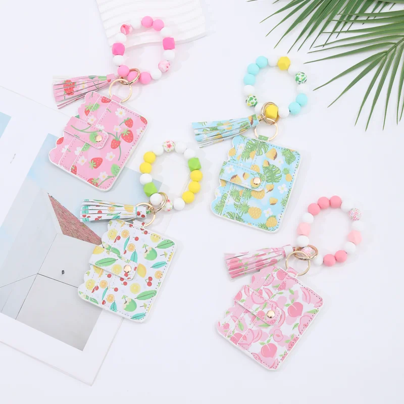 Fruit Print Card Wallet Wristlet