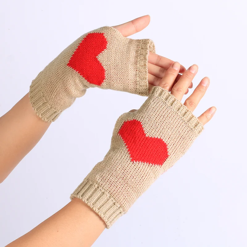 Big Heart Knit Fingerless Gloves