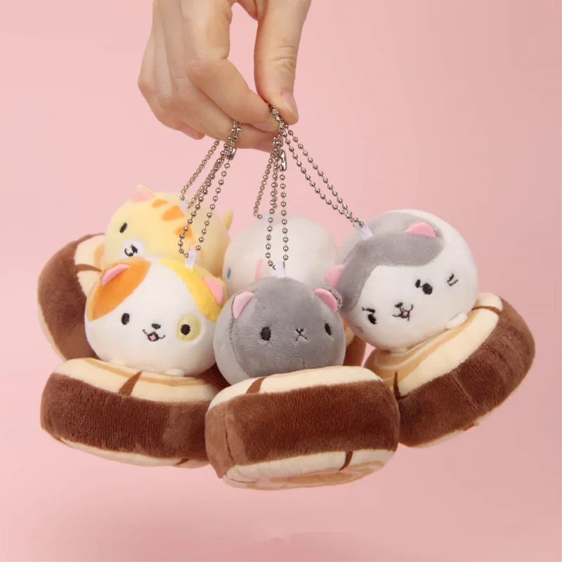 Cat In A Bread Roll Plush Keychain
