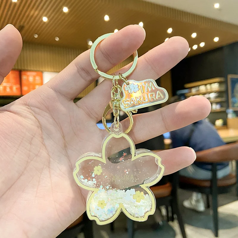 Cat Paw and Sakura Resin Keychain