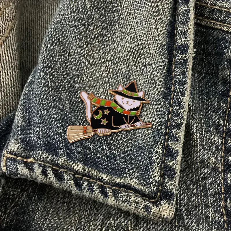 Broom Cat Enamel Pin