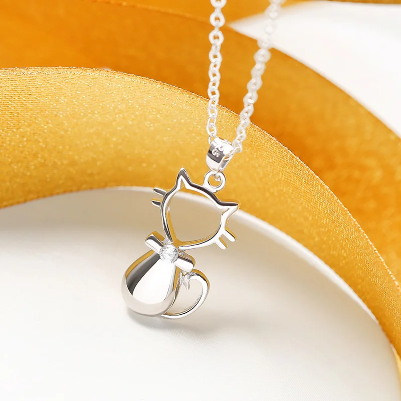 Silver-Tone Cat Necklace