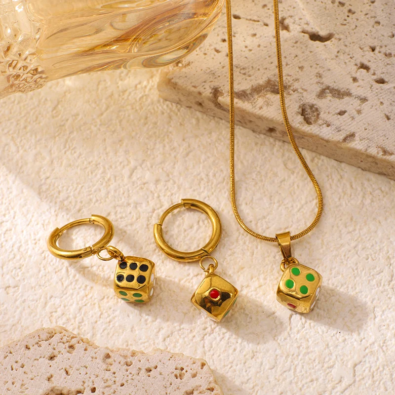 Dice Earring and Necklace Set