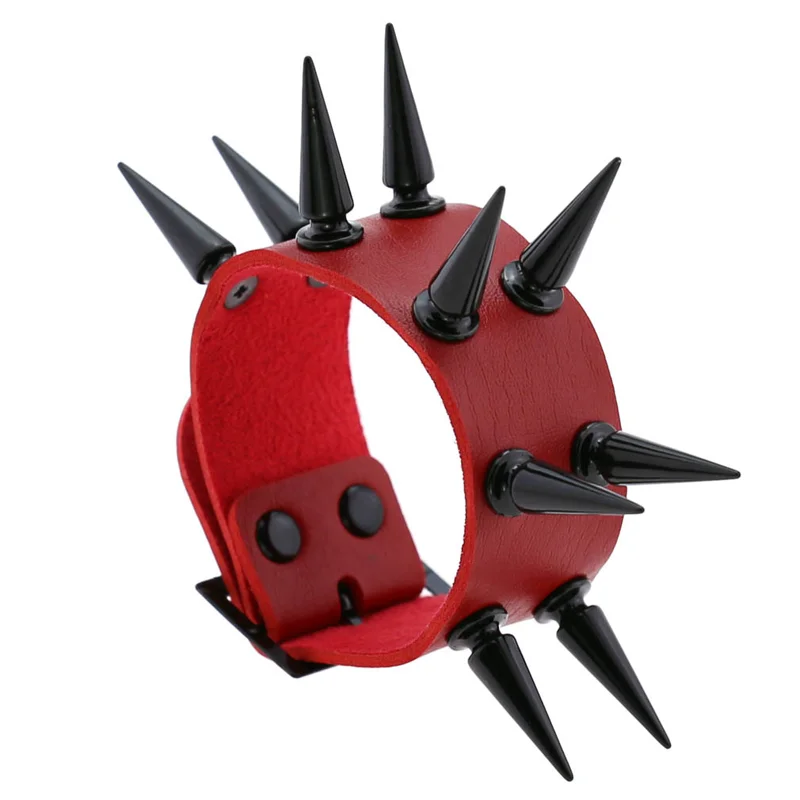Emo Spike Bracelet Vegan Leather Punk Cuff Bangle