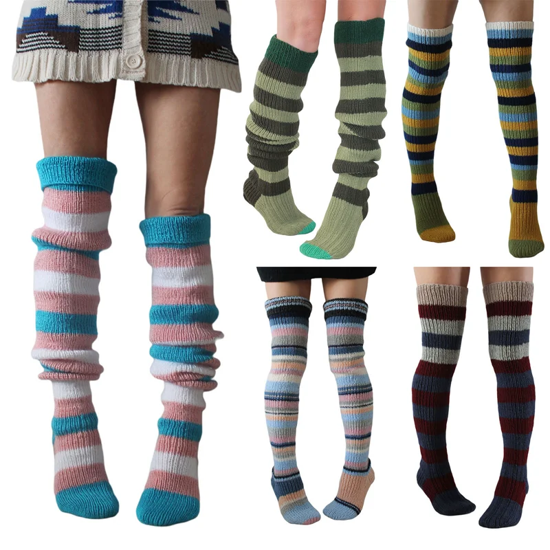 Y2K Striped Thigh High Socks