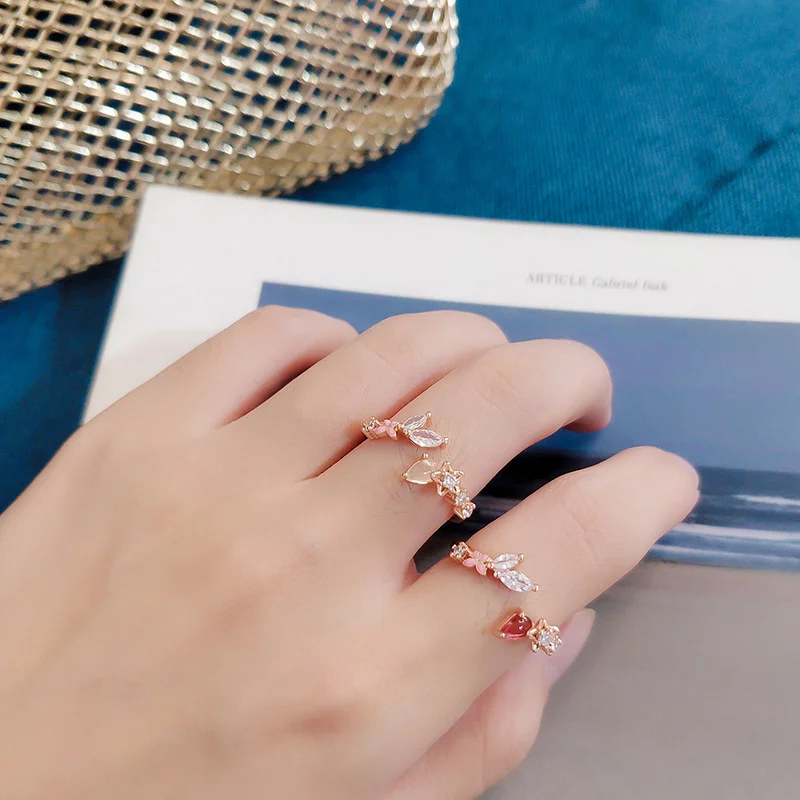 Crystal Flower Adjustable Ring