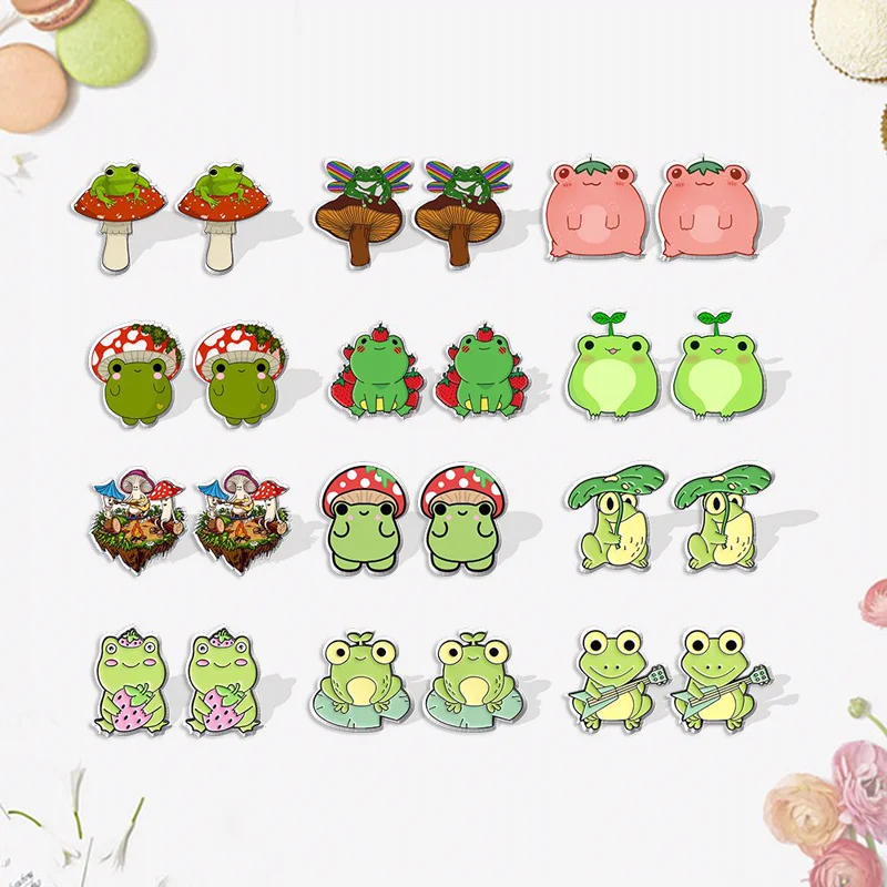 Frog and Mushroom Stud Set