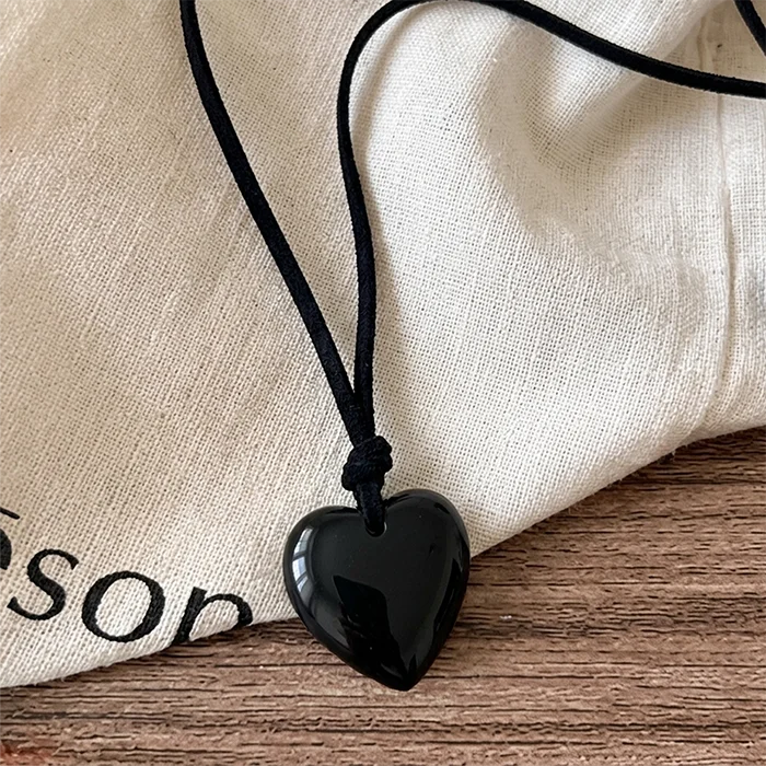 Puffy Glass Heart Necklace