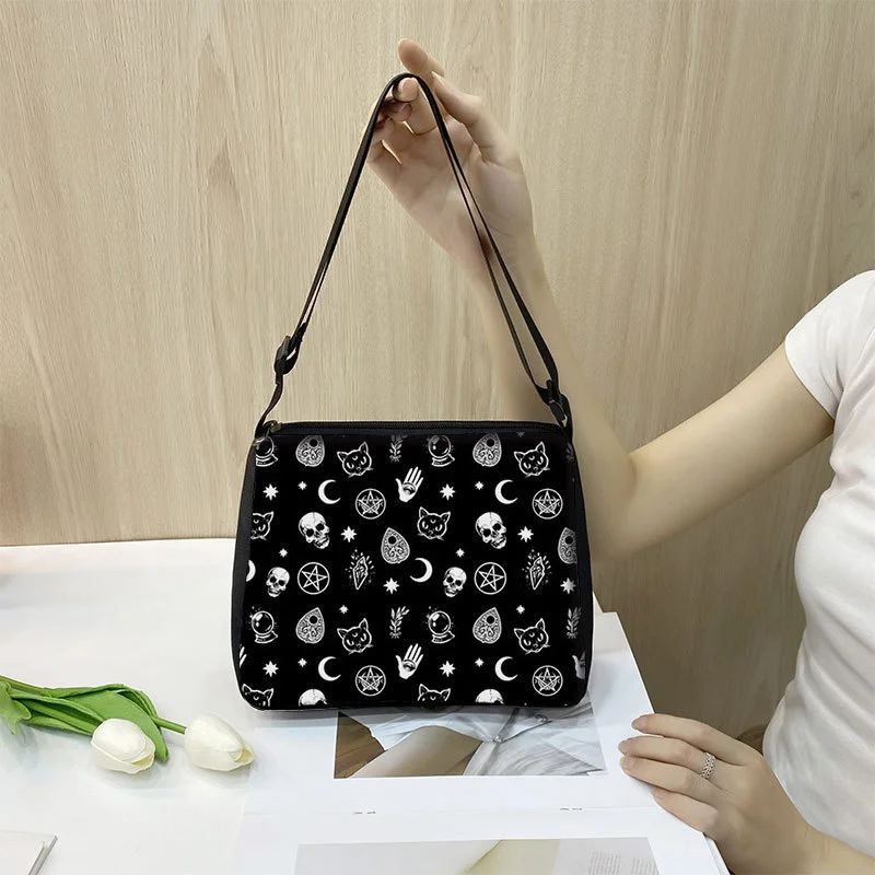 Gothic Cat Print Underarm Bag