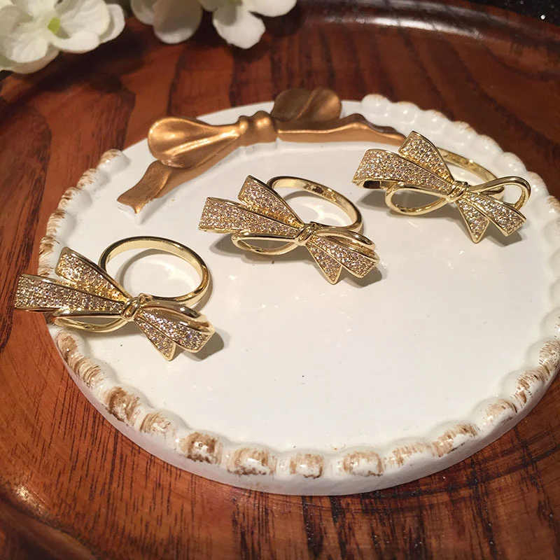 Crystal Ribbon Bow Ring