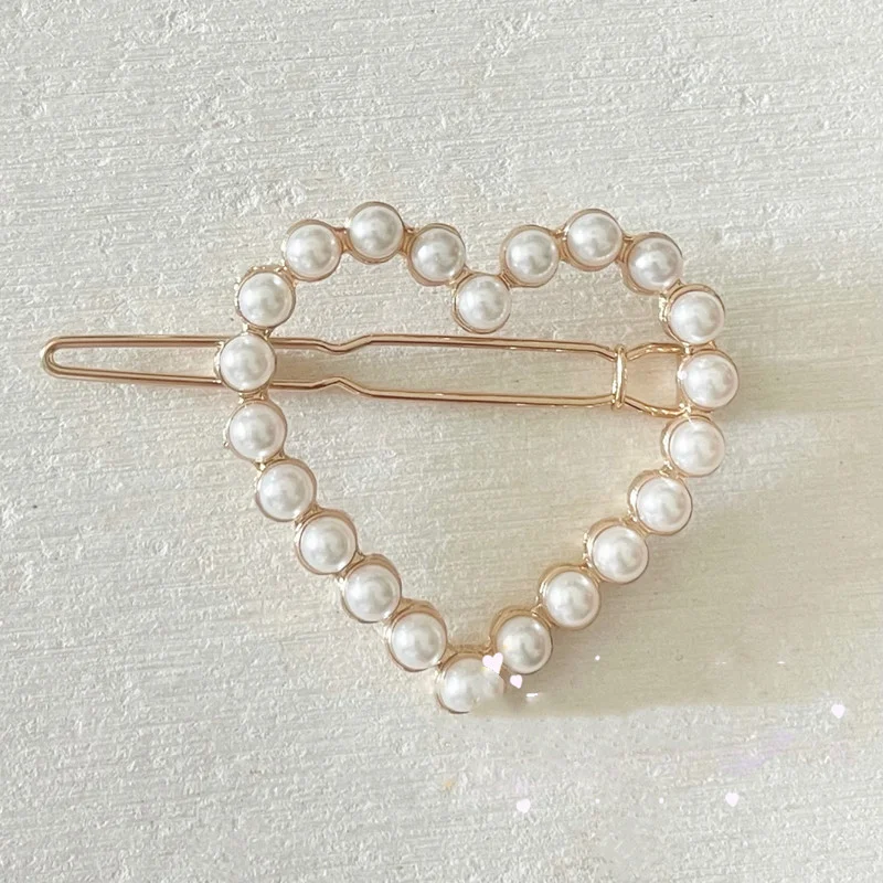 Pearl Heart Hair Clip And Earrings