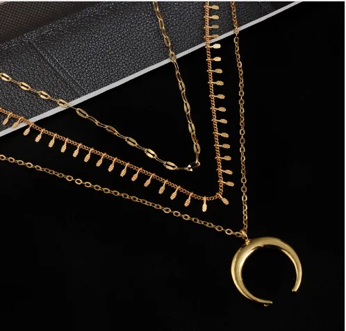 Layered Moon Chain Choker