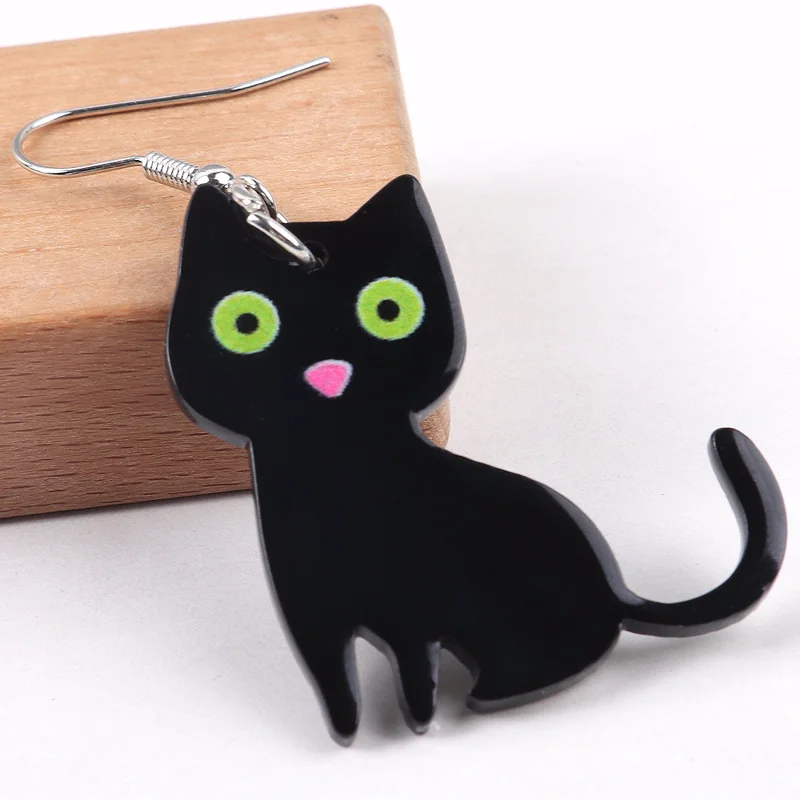 Little Black Cat Acrylic Earrings