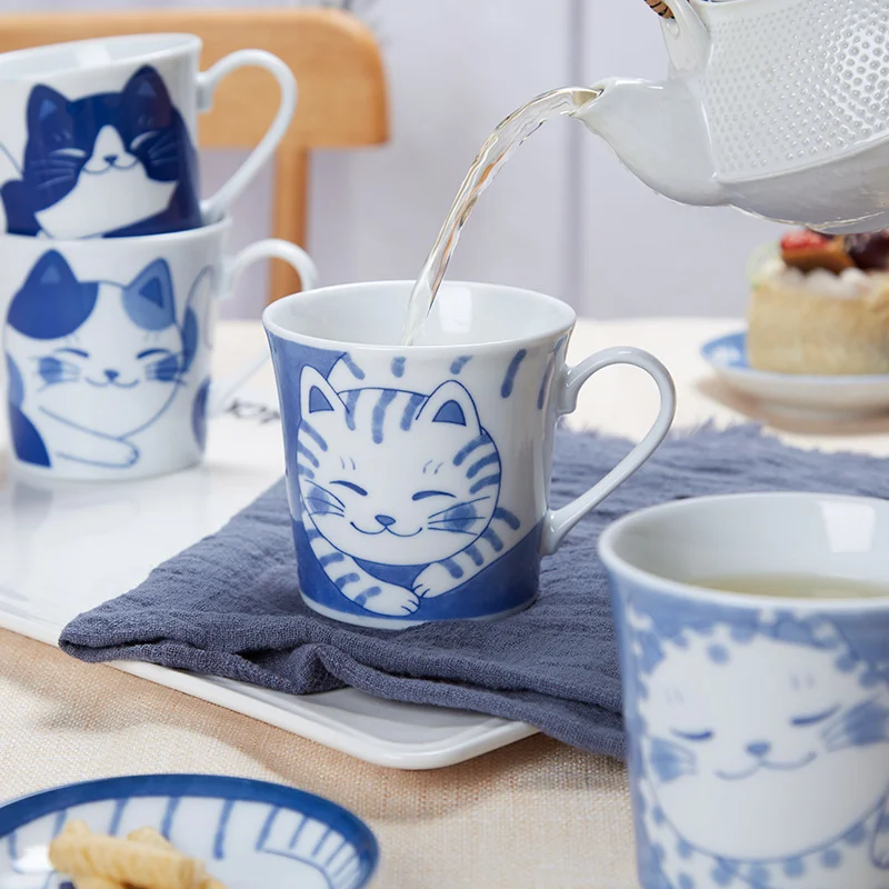 Blue And White Cat Mug