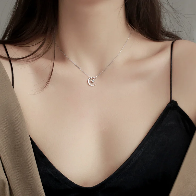 Moon and Star Necklace