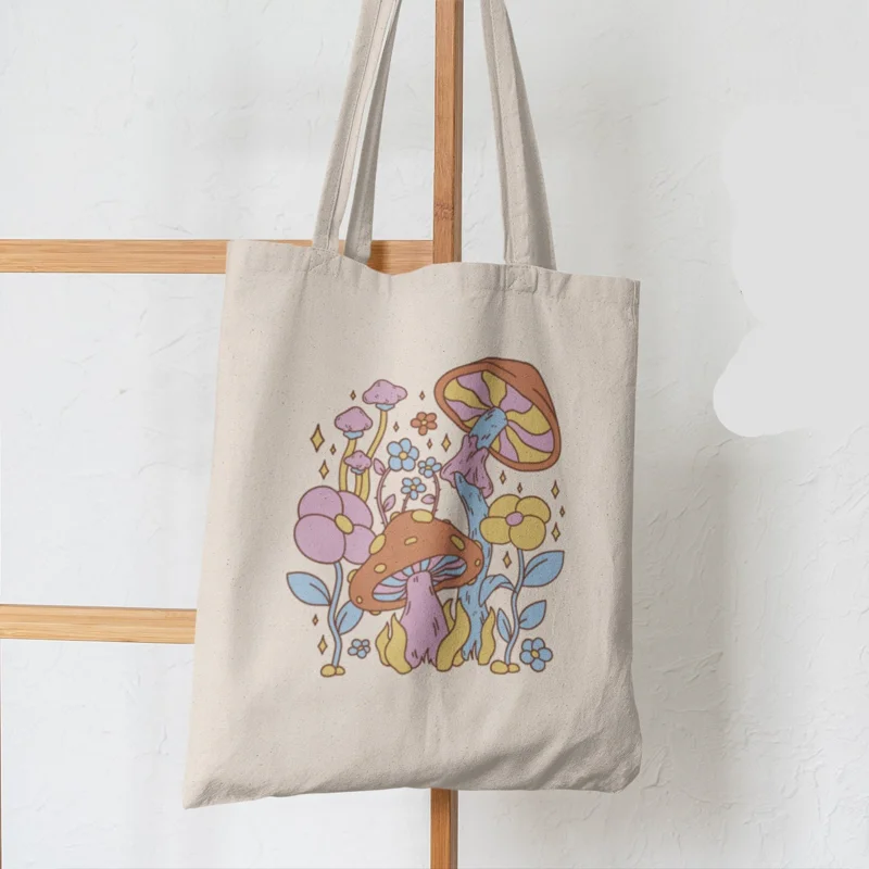 Mushroom & Butterfly Canvas Shoulder Bag