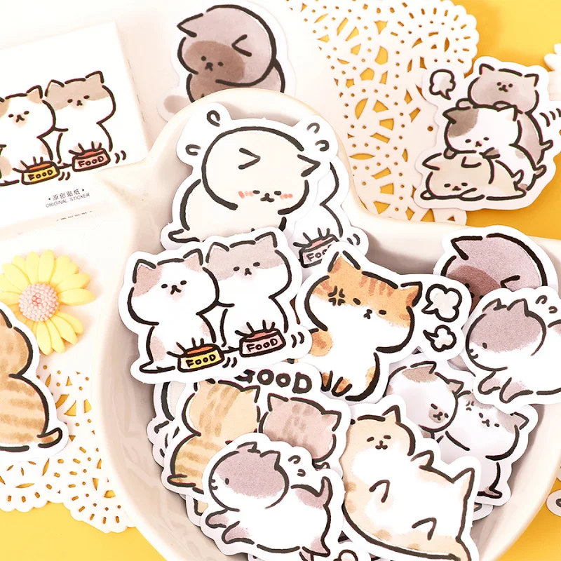 Naughty Meow Boxed Cat Stickers (45 pieces)