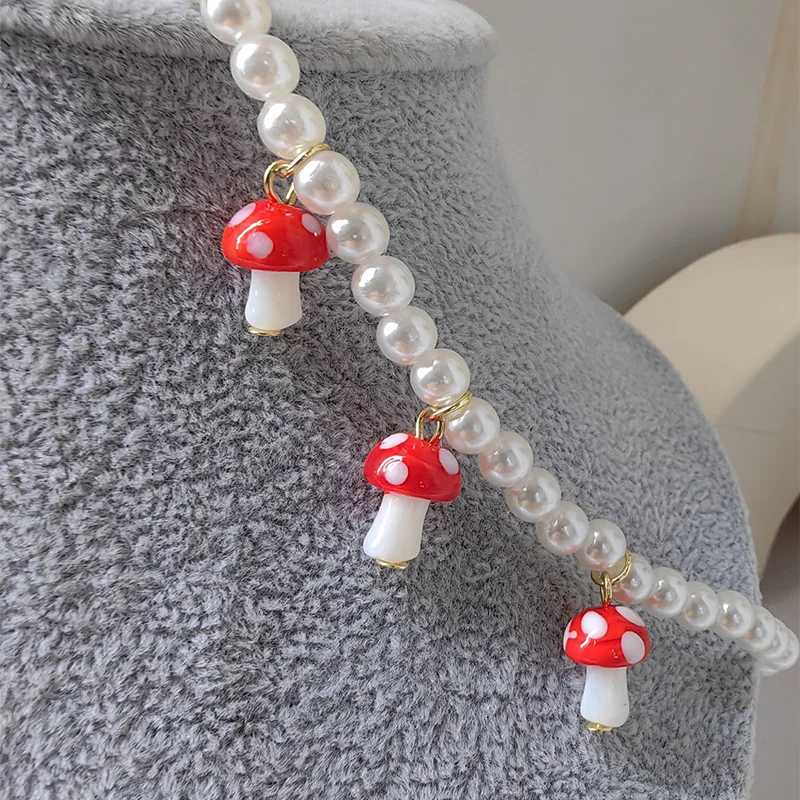 Red Mushroom Pearl Necklace