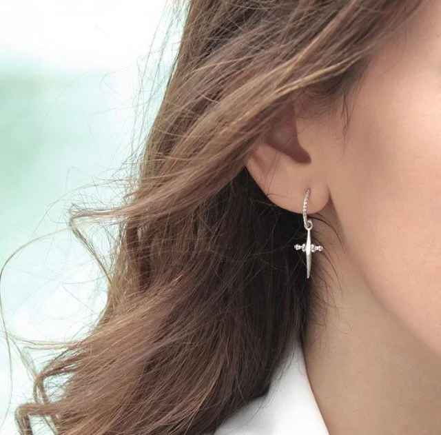 Star Cross Hoop Earrings