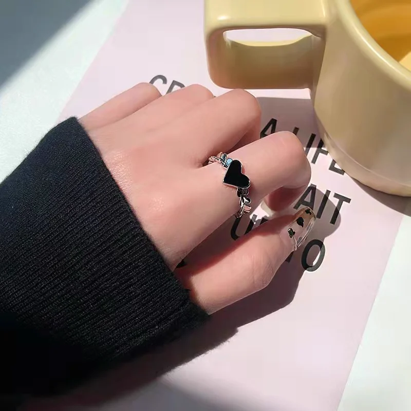 Black Heart Adjustable Ring